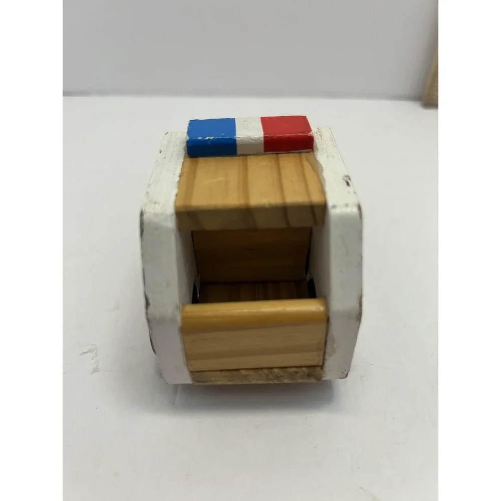 Aldi White Black Police Car Toy Small Wood Vehicle Kids Cute Fun Play 2018